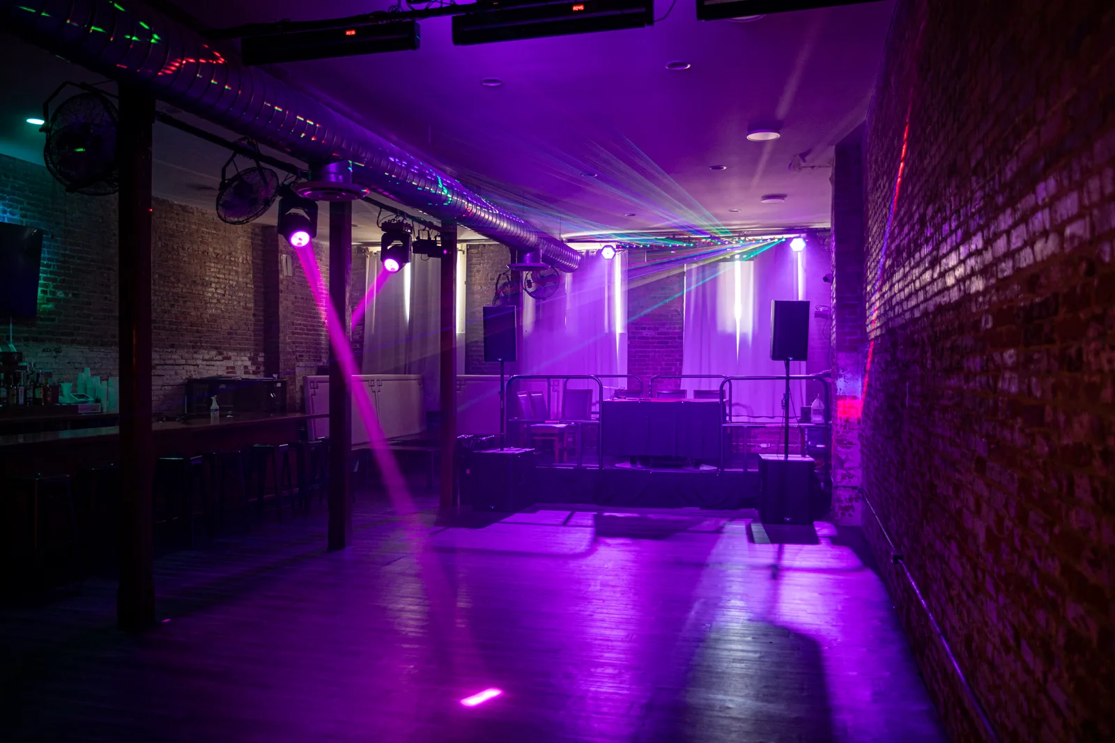The Party Room washed in purple light