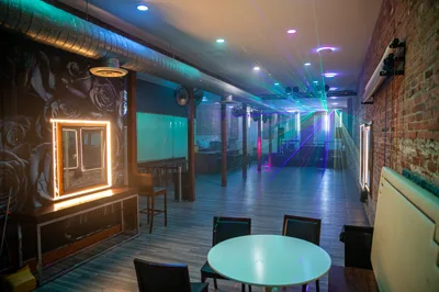 The Party Room set with a table for a private event